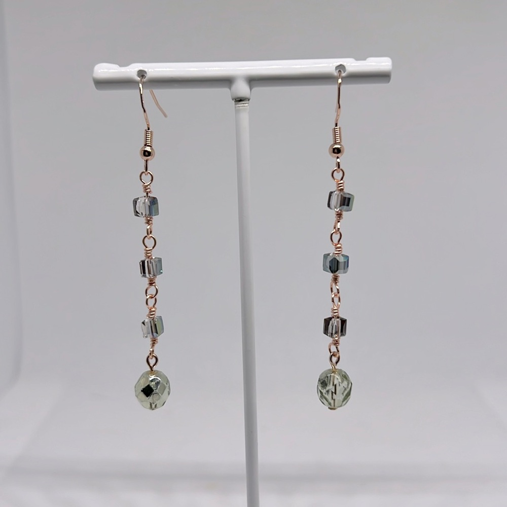 Peridot and Australian Glass Crystal Dangle earrings